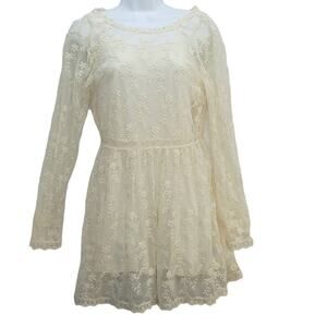Forever 21 Lace Dress Ivory Colored Size Small/Medium Long Sheer Lace Sleeves